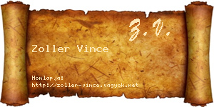 Zoller Vince névjegykártya